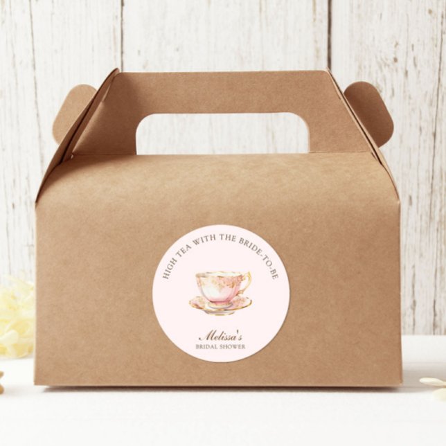 Pegatina Redonda Té Alto Rosa Pastel Dorado Despedida de Soltera (Subido por el creador)