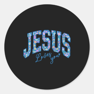 Pegatina Redonda Te Ama Jesús, Biblia Dios Fe Iglesia Cristiano