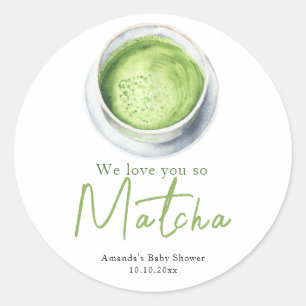 Pegatina Redonda Te amamos tanto Baby Shower de Matcha