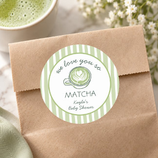 Pegatina Redonda Te Amamos Tanto Chorreo de Té Verde Baby Shower