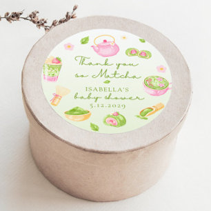 Pegatina Redonda Te Amamos Tanto Matcha Baby Girl Shower