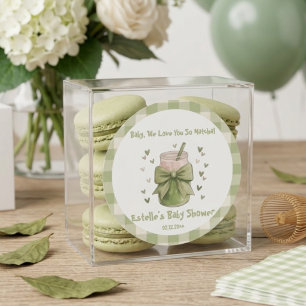 Pegatina Redonda Te Amamos Tanto Matcha Verde Arco Corazones