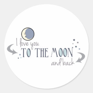 Pegatina Redonda Te amo a la luna y atrás