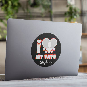 Pegatina Redonda Te amo a mi esposa personalizado – Agregar nombre