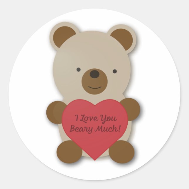 Pegatina Redonda Te Amo Antes De Mucho Oso De Teddy. (Anverso)