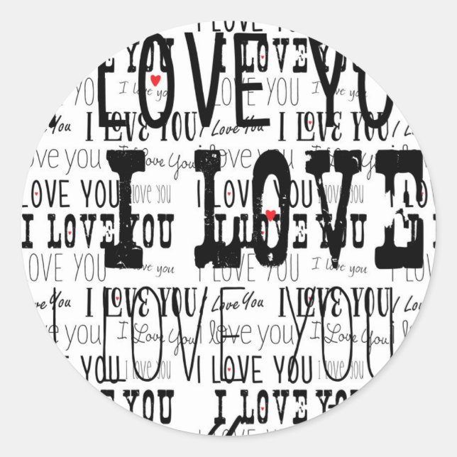 Pegatina Redonda TE AMO, aplastar a los Pegatinas Personalizados de (Anverso)