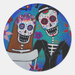 PEGATINA REDONDA TE AMO BODA DIA DE LOS MUERTOS