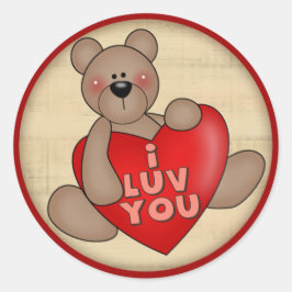 Pegatina Redonda Te amo camisetas y regalos de osetas de peluche