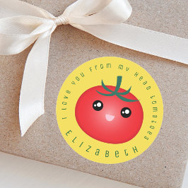 Pegatina Redonda Te Amo Desde Mi Cabeza Tomates Divertido Pun De Co