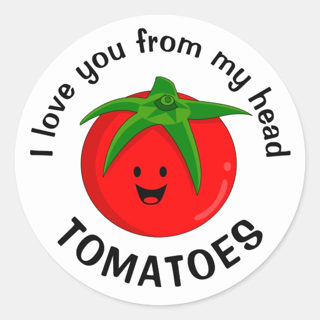 Pegatina Redonda Te Amo Desde Mis Tomates (Anverso)