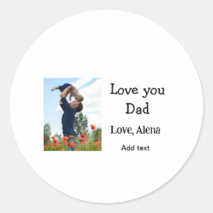 Pegatina Redonda Te amo el día de papá padre elegante agregar texto