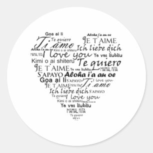 Pegatina Redonda Te amo en otros idiomas 5