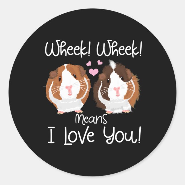 Pegatina Redonda Te Amo Guinea Pig Cavy Roddent (Anverso)
