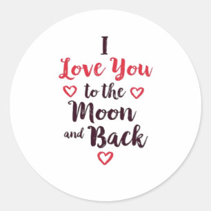 Pegatina Redonda Te Amo Hasta La Luna Y De Regreso Crescent Moon Ro
