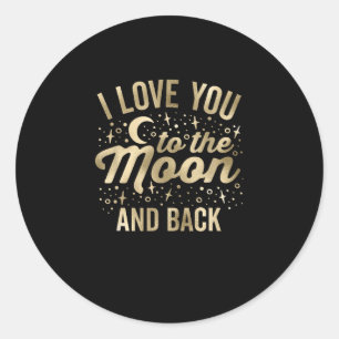Pegatina Redonda Te Amo Hasta La Luna Y De Regreso Estrellas Glam V