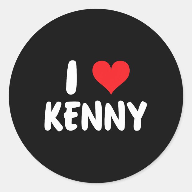 Pegatina Redonda Te Amo Kenny - Corazón - Nombre  (Anverso)