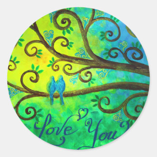 Pegatina Redonda Te amo los corazones de Jan Marvin