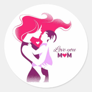 Pegatina Redonda Te amo mamá - Desig del Día de la Madre, lindo y a