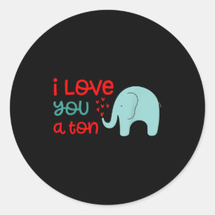 Pegatina Redonda Te Amo Mucho Elefante Día de San Valentín