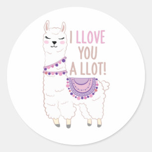 Pegatina Redonda Te amo mucho - Llama divertida