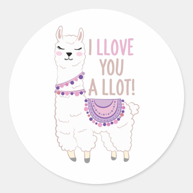 Pegatina Redonda Te amo mucho - Llama divertida (Anverso)