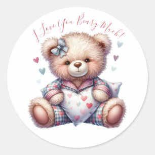Pegatina Redonda ¡Te amo mucho! Teddy