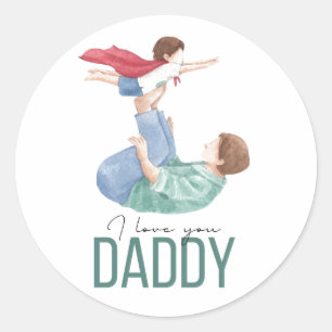 Pegatina Redonda Te Amo Papá Superhéroe Padre e Hijo Redondo