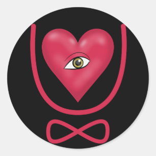 Pegatina Redonda Te amo para siempre corazón de ojos eternidad