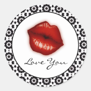 Pegatina Redonda Te amo: Pegatinas de Lips