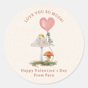 Pegatina Redonda Te Amo Tan Mush Mushroom Classroom Valentine