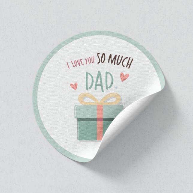 Pegatina Redonda Te amo tanto papá - día del padre - caja de regalo (Subido por el creador)