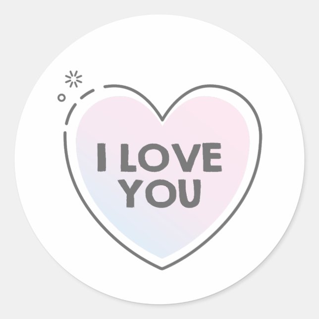 Pegatina Redonda Te amo texto en icono de marco de corazón (Anverso)