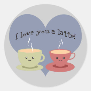 Pegatina Redonda ¡Te amo un café con leche!