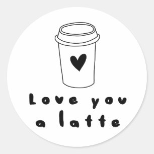 Pegatina Redonda te amo un latte