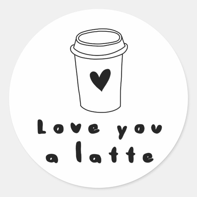 Pegatina Redonda te amo un latte (Anverso)
