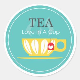 Pegatina Redonda Té - Amor en una copa