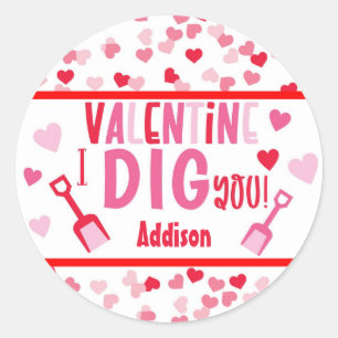 Pegatina Redonda Te Cavo el regalo de la escuela de San Valentín