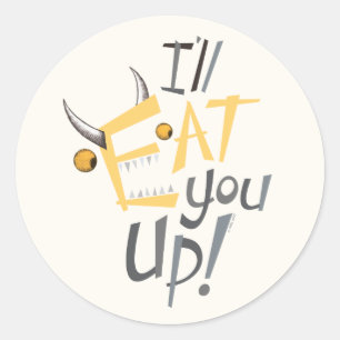Pegatina Redonda Te comeré gráfico