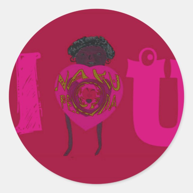 Pegatina Redonda Te corazón Nakupenda Sana Feliz Día de San Valentí (Anverso)