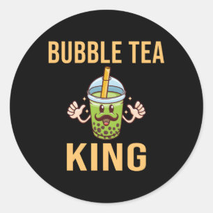 Pegatina Redonda Té de burbuja Rey burbuja Té