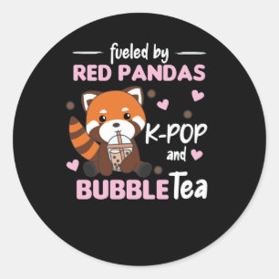 Pegatina Redonda Té de burbuja Rojo Panda Chocolate Cute Animales B