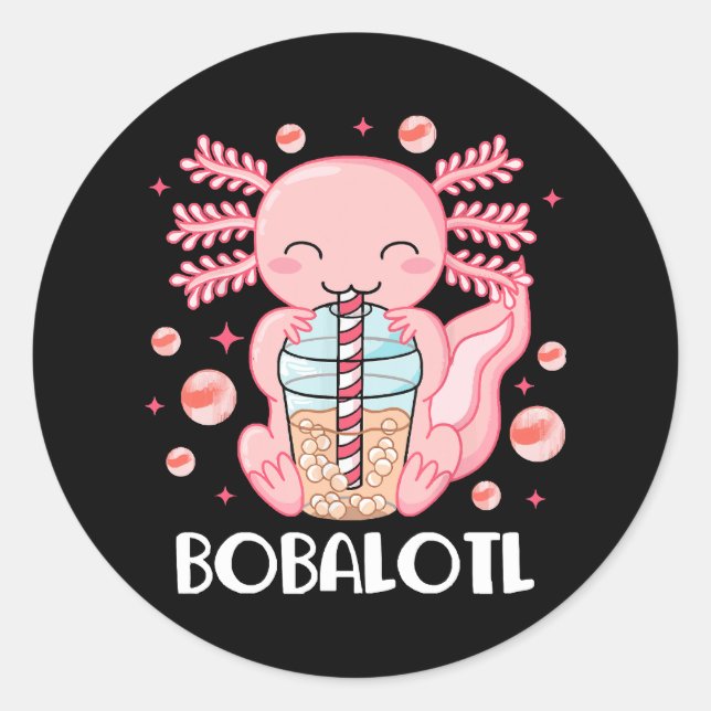 Pegatina Redonda Té de burbujas de ajolote divertido (Anverso)