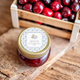 Pegatina Redonda Té de Despedida de Soltera Coqueta Floral Azul