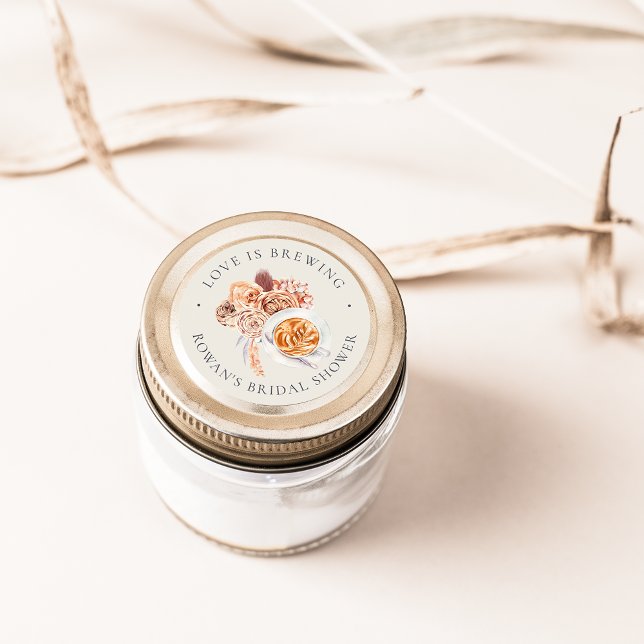 Pegatina Redonda Té de Despedida de Soltera de Café Floral Boho "El (Subido por el creador)