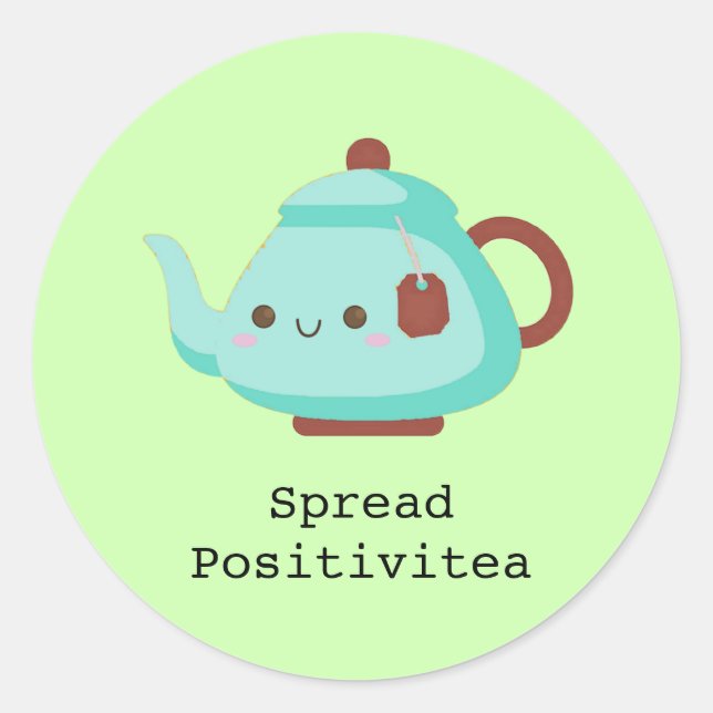 Pegatina Redonda Té de "difusión positiva" de personalizado lindo (Anverso)