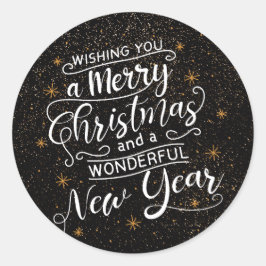 Pegatina Redonda Te Deseo Un Feliz Saludo De Navidad