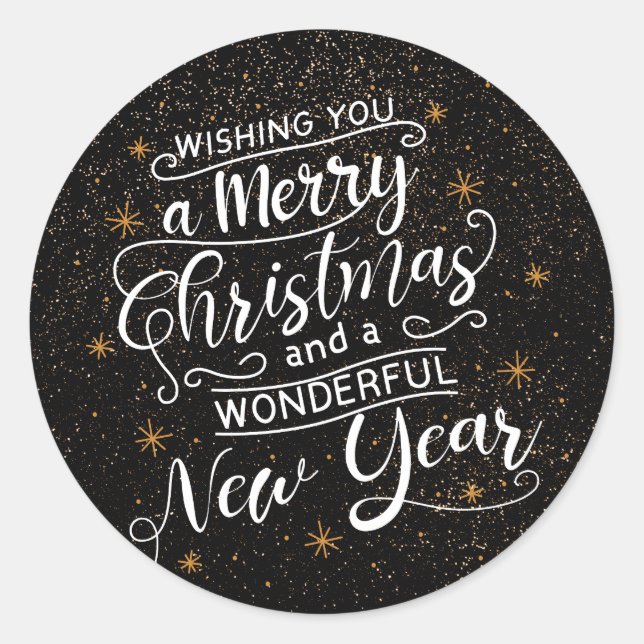 Pegatina Redonda Te Deseo Un Feliz Saludo De Navidad (Anverso)