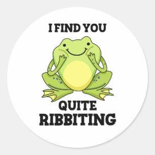 Pegatina Redonda Te Encuentro Bastante Divertido Frog Pun