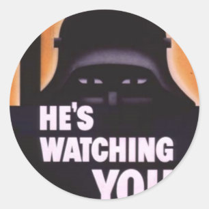 Pegatina Redonda Te está vigilando la propaganda
