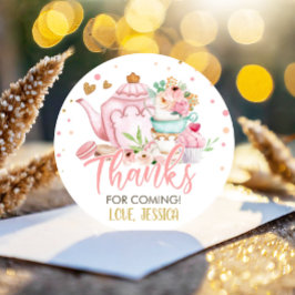 Pegatina Redonda Té Fiesta de té para dos cumpleaños de elaboración